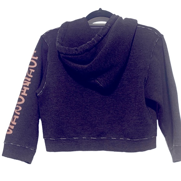 NWOT | Chip & Pepper Cropped Distressed Gray/Blue Zip Front Hoodie, M - Picture 2 of 8